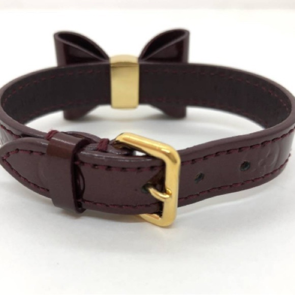 Louis Vuitton Vintage Burgundy Monogram Vernis Bow/Ribbon Bangle Bracelet - Picture 3 of 8
